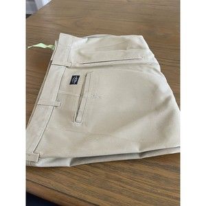 FLYERS Vintage Men Relaxed Fit Pleated 100%  Cotton Chino Pant - 38x30 Khaki
